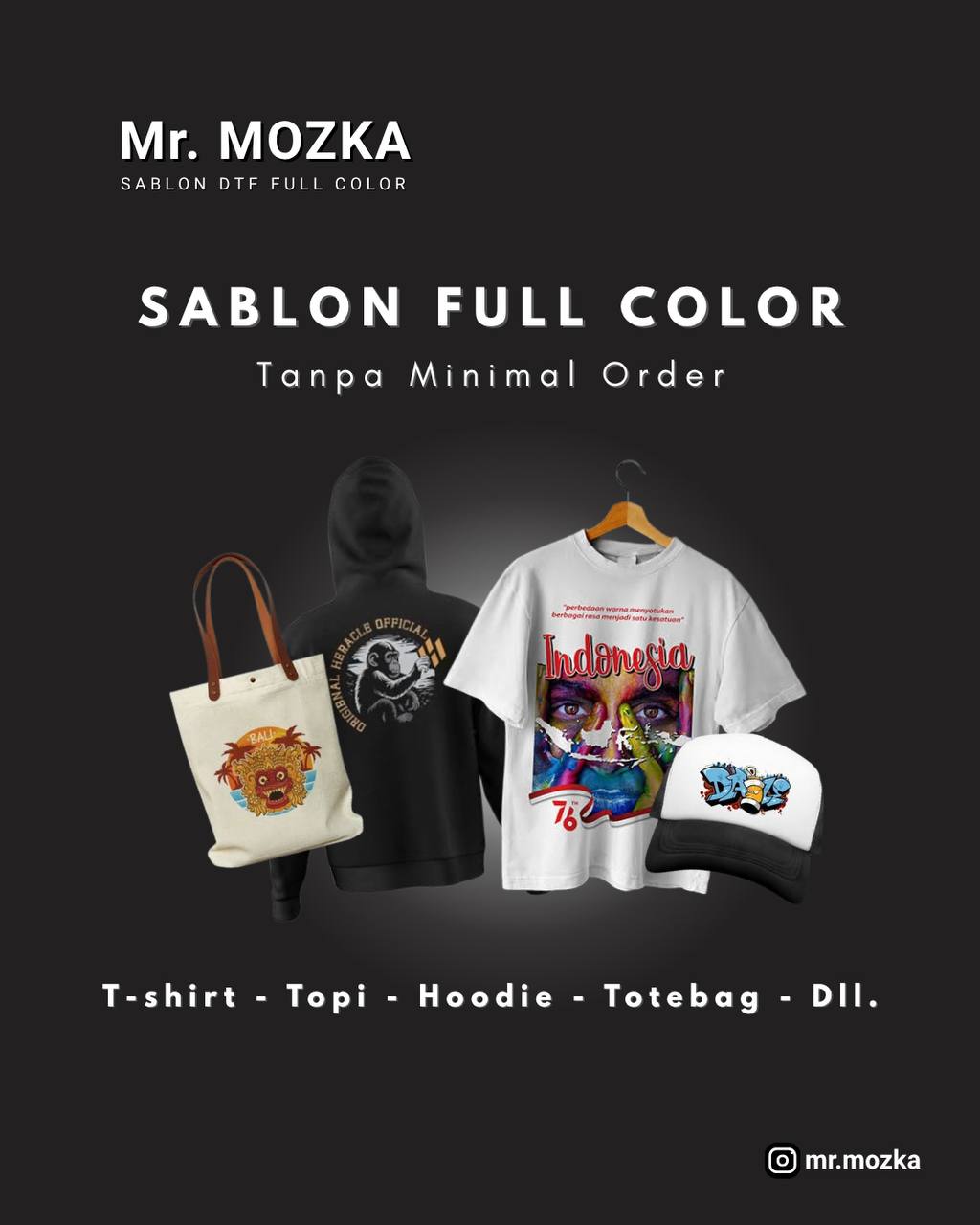 Mr. Mozka – Sablon Full Color tanpa minimal order